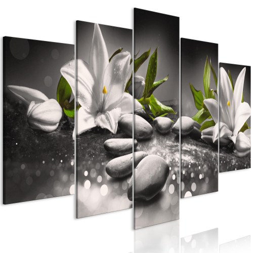 Billede - Lilies and Stones (5 dele) Wide Grey
