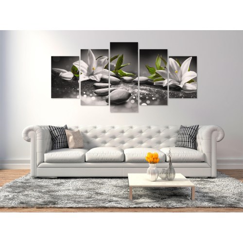 Billede - Lilies and Stones (5 dele) Wide Grey