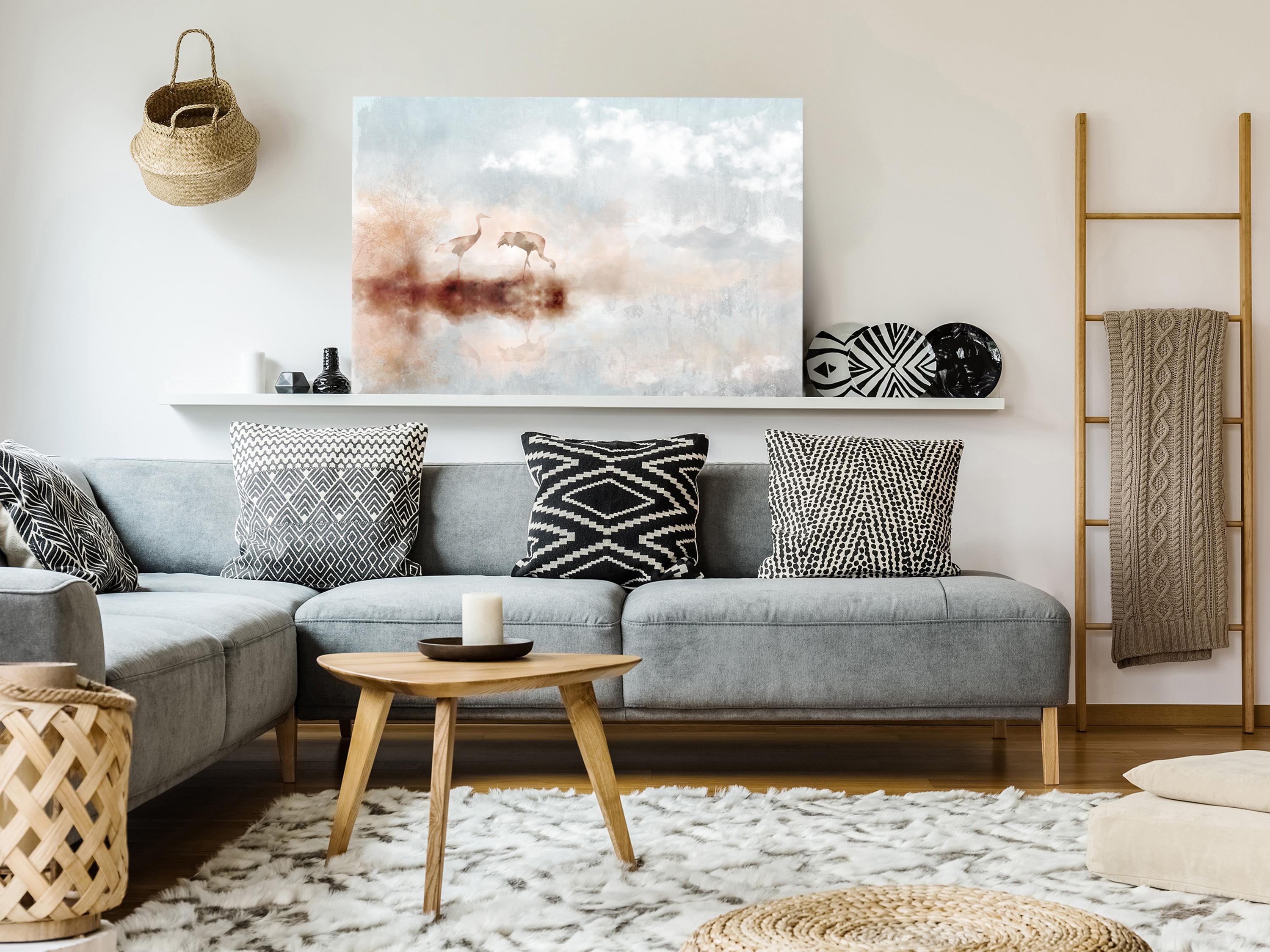 Billede - Cranes in the Morning (1 Part) Wide - 60 x 40 cm - På italiensk lærred