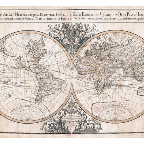 Fototapet - Mappe-Monde Geo-Hydrographique