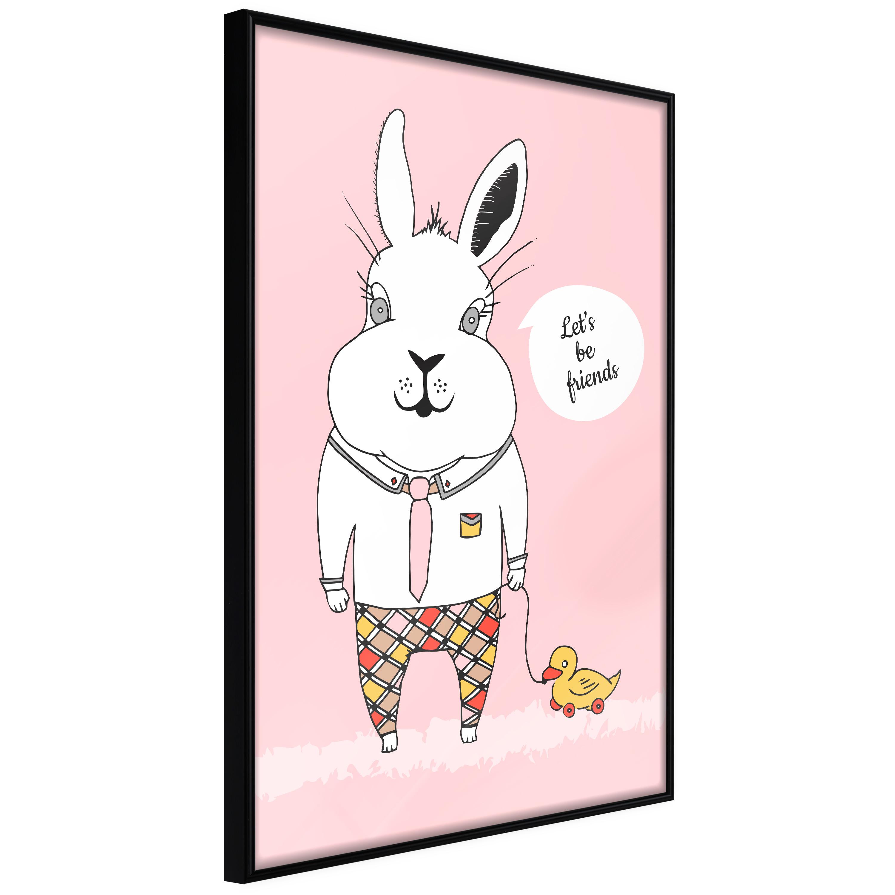 Plakat - Rabbit's Friend - 20 x 30 cm - Sort ramme
