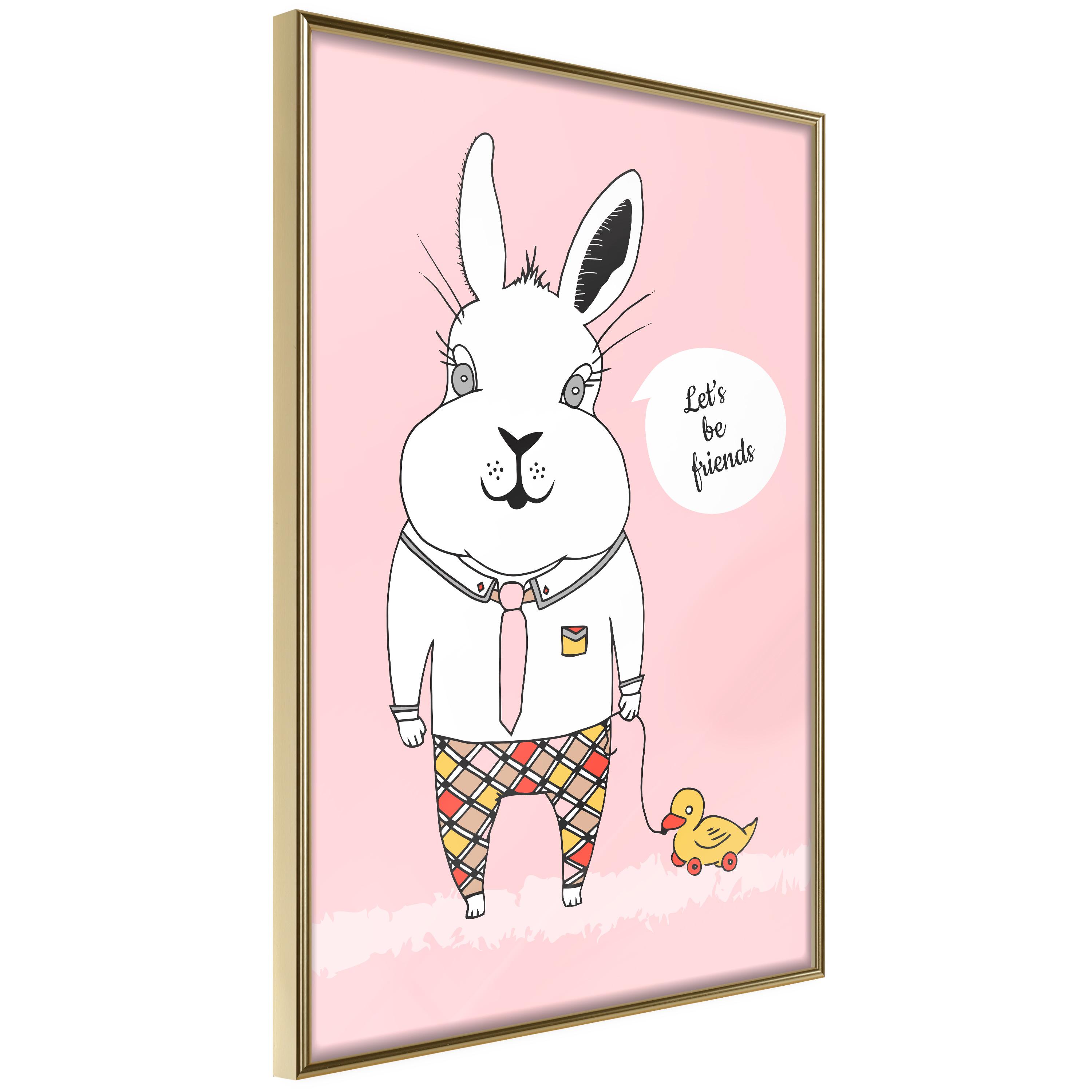Plakat - Rabbit's Friend - 40 x 60 cm - Guldramme