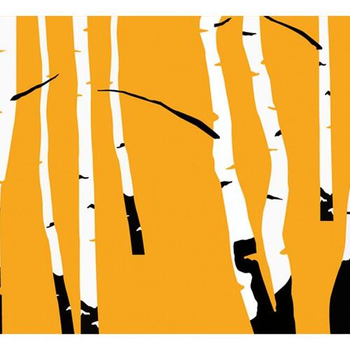 Fototapet - Birches on the orange background