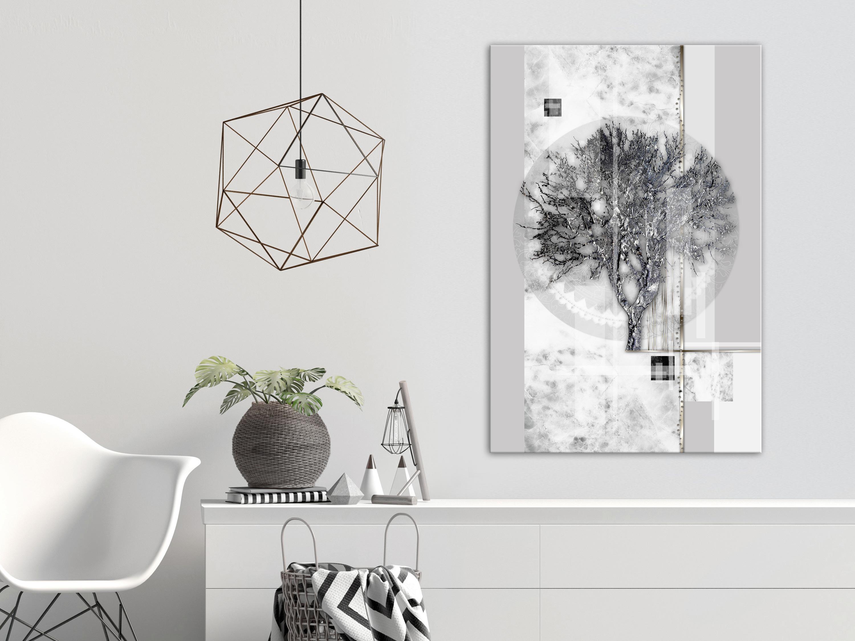 Billede - Silver Tree (1 Part) Vertical - 40 x 60 cm - På italiensk lærred