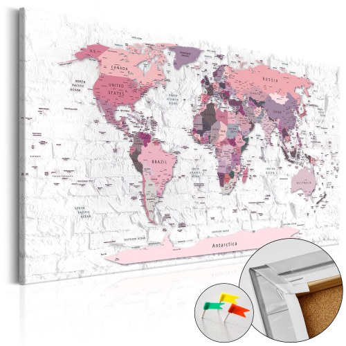 Verdenskort på kork Pink Frontiers