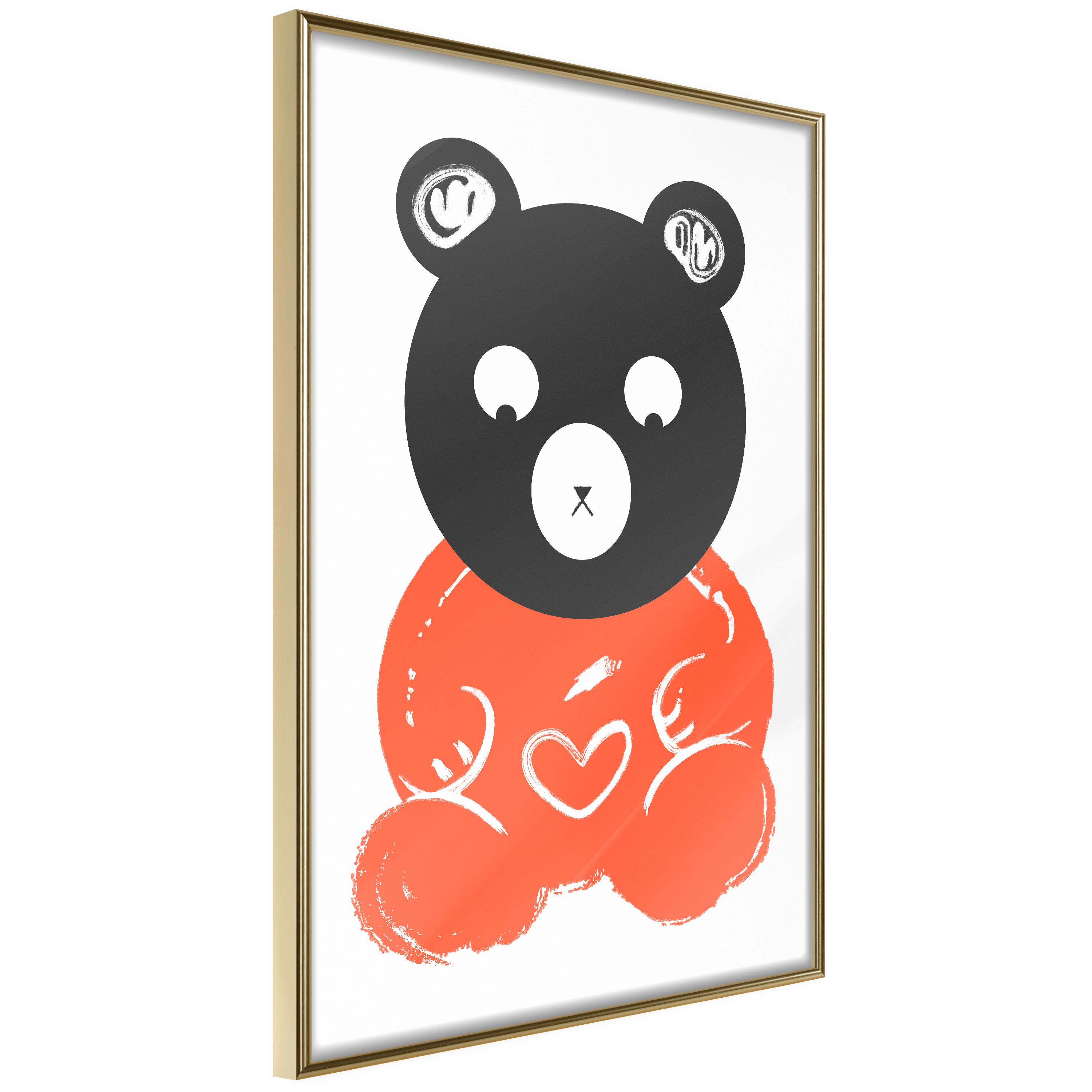 Plakat - Thoughtful Bear - 20 x 30 cm - Guldramme