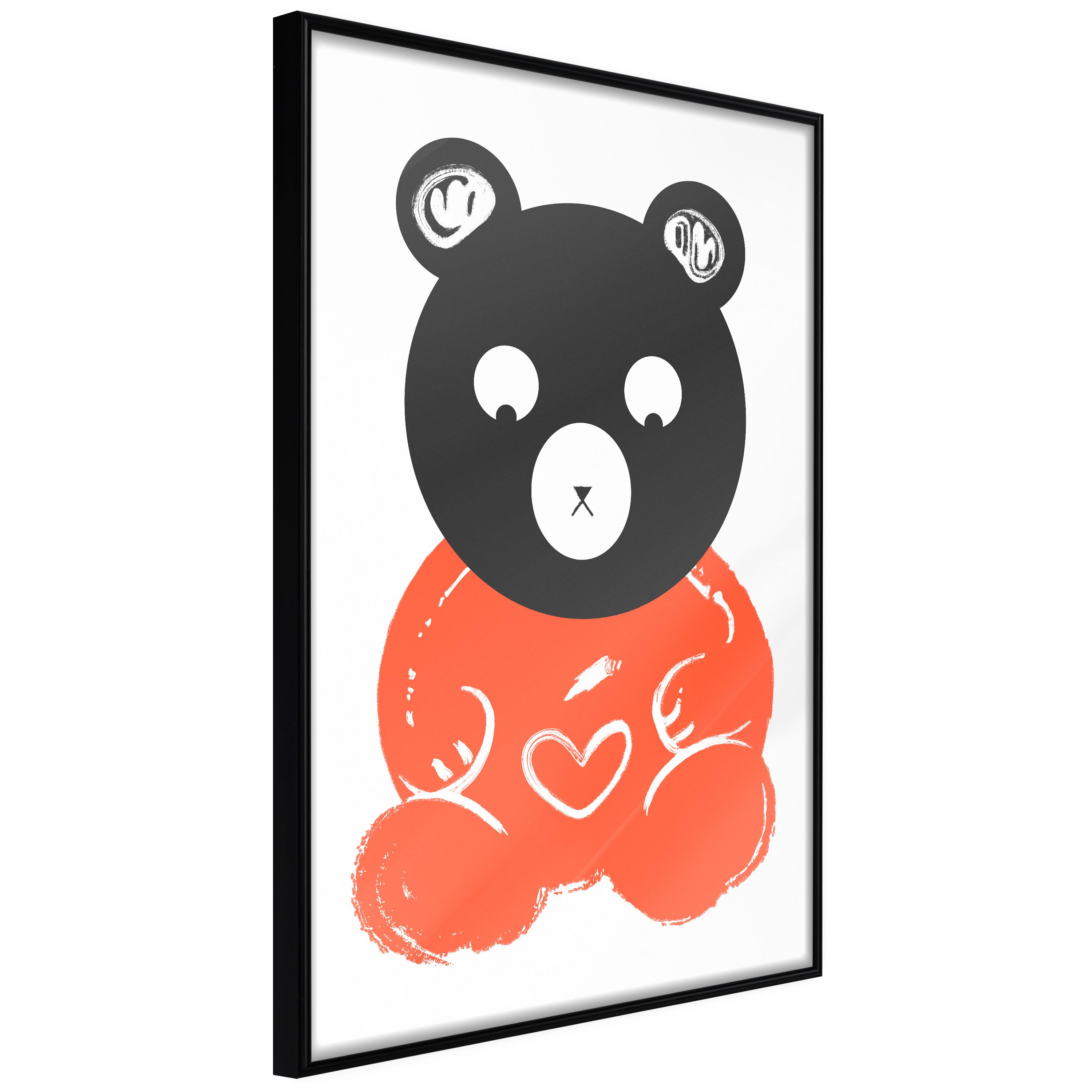 Plakat - Thoughtful Bear - 30 x 45 cm - Sort ramme