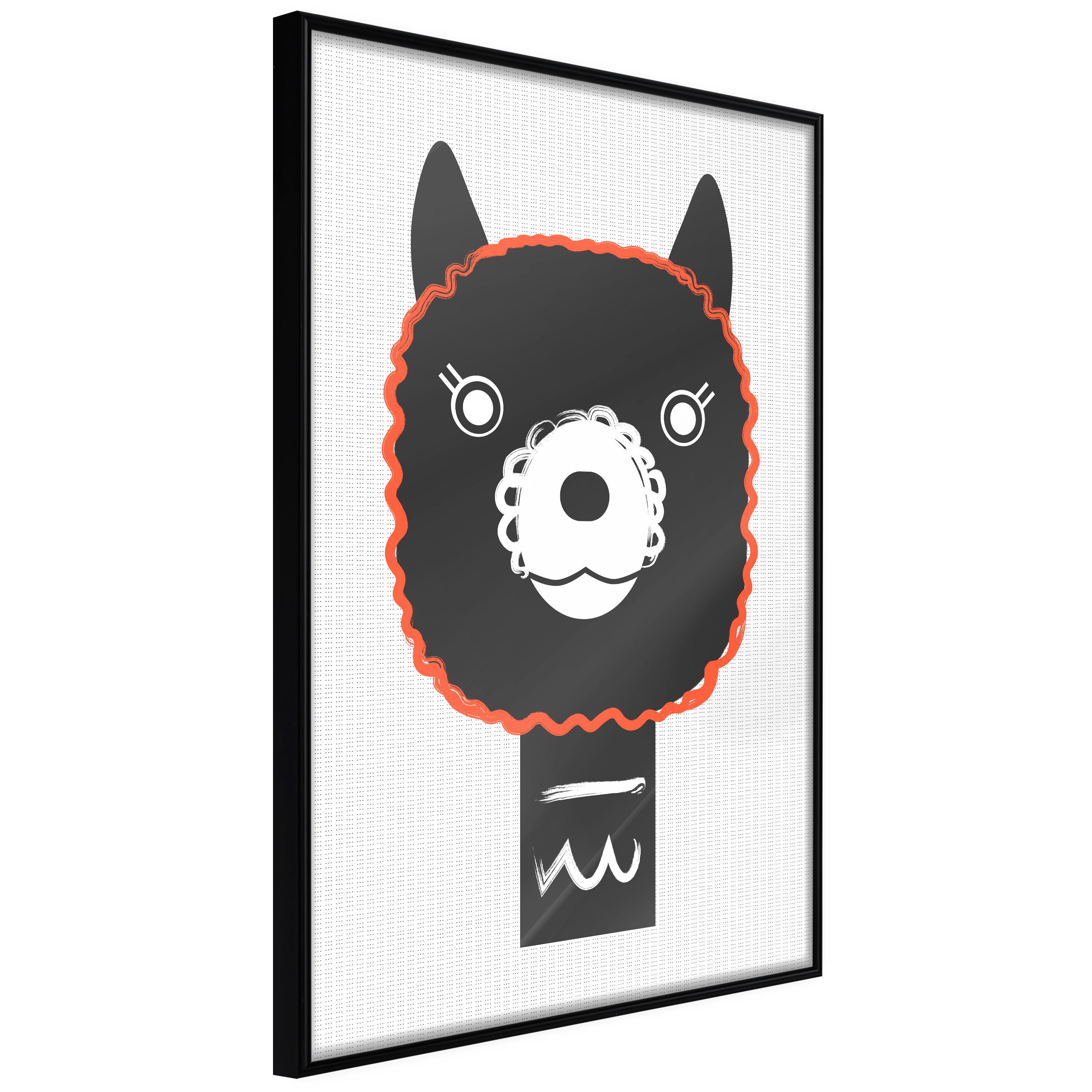 Plakat - Decorative Alpaca - 20 x 30 cm - Sort ramme