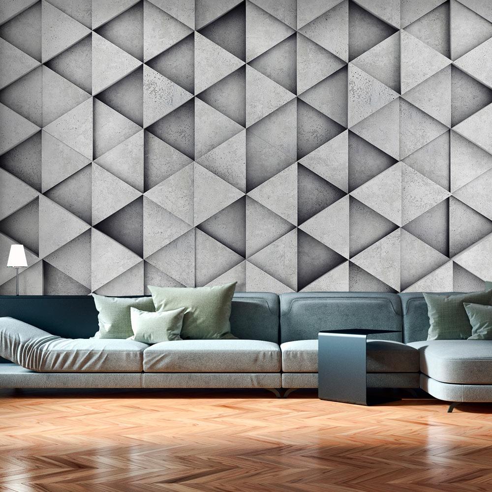 Fototapet - Grey Triangles - 294 x 210 cm - Selvklæbende