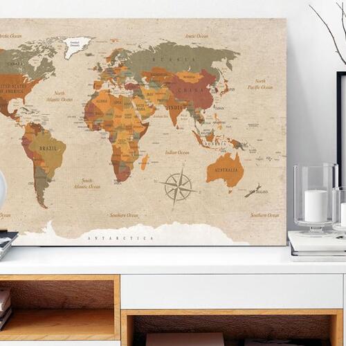 Billede - World Map: Beige Chic