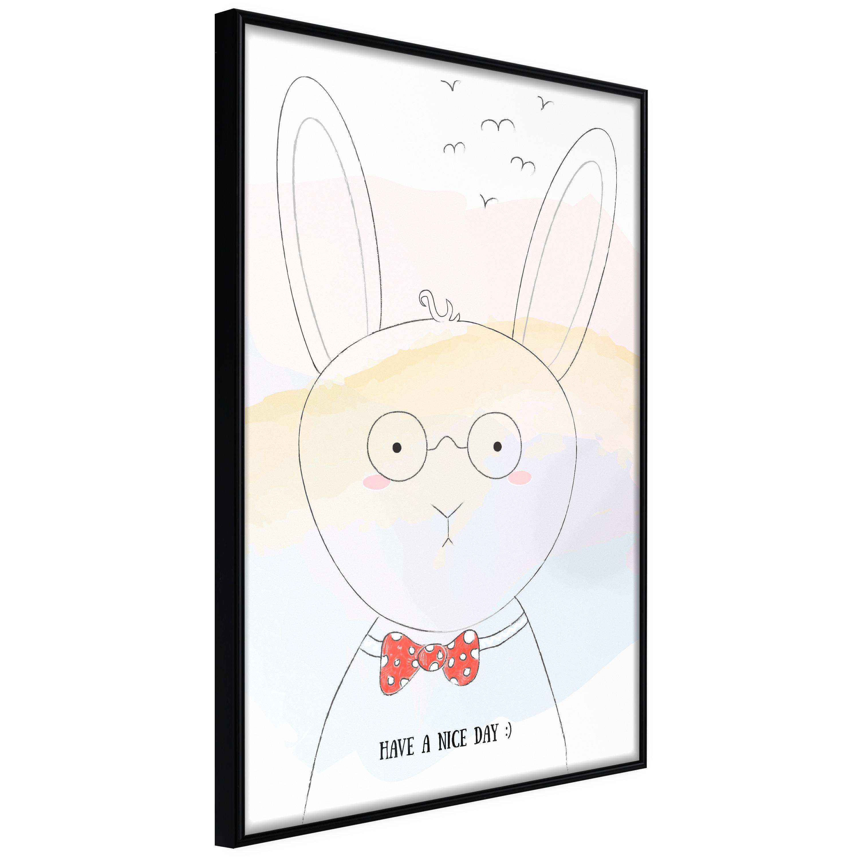 Plakat - Greetings from Rabbit - 20 x 30 cm - Sort ramme