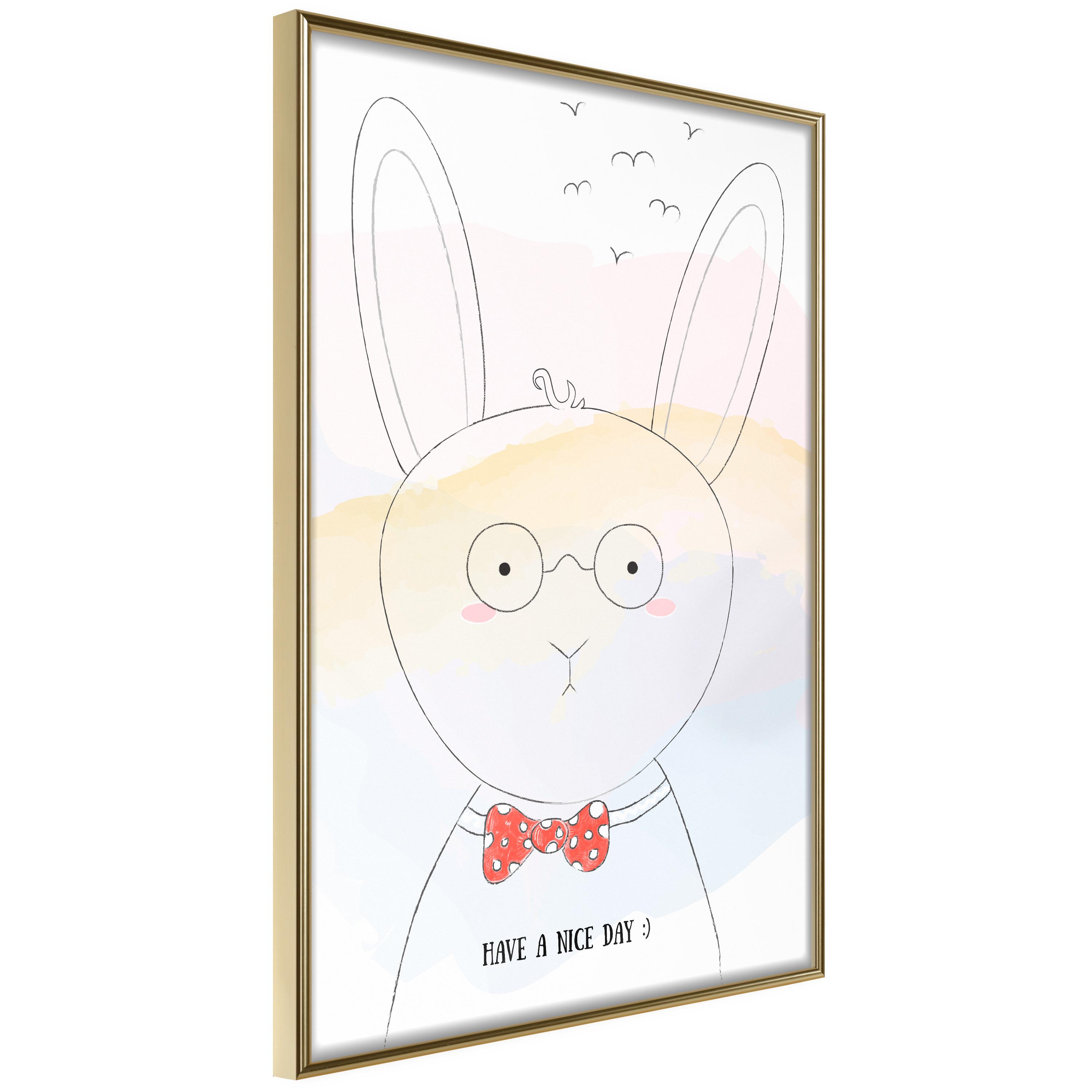 Plakat - Greetings from Rabbit - 20 x 30 cm - Guldramme