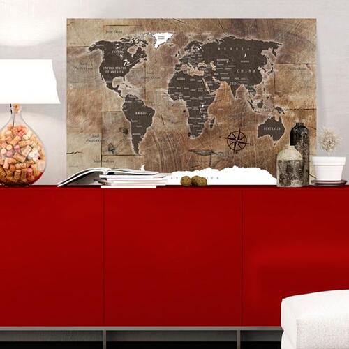 Billede - World Map: Wooden Mosaic
