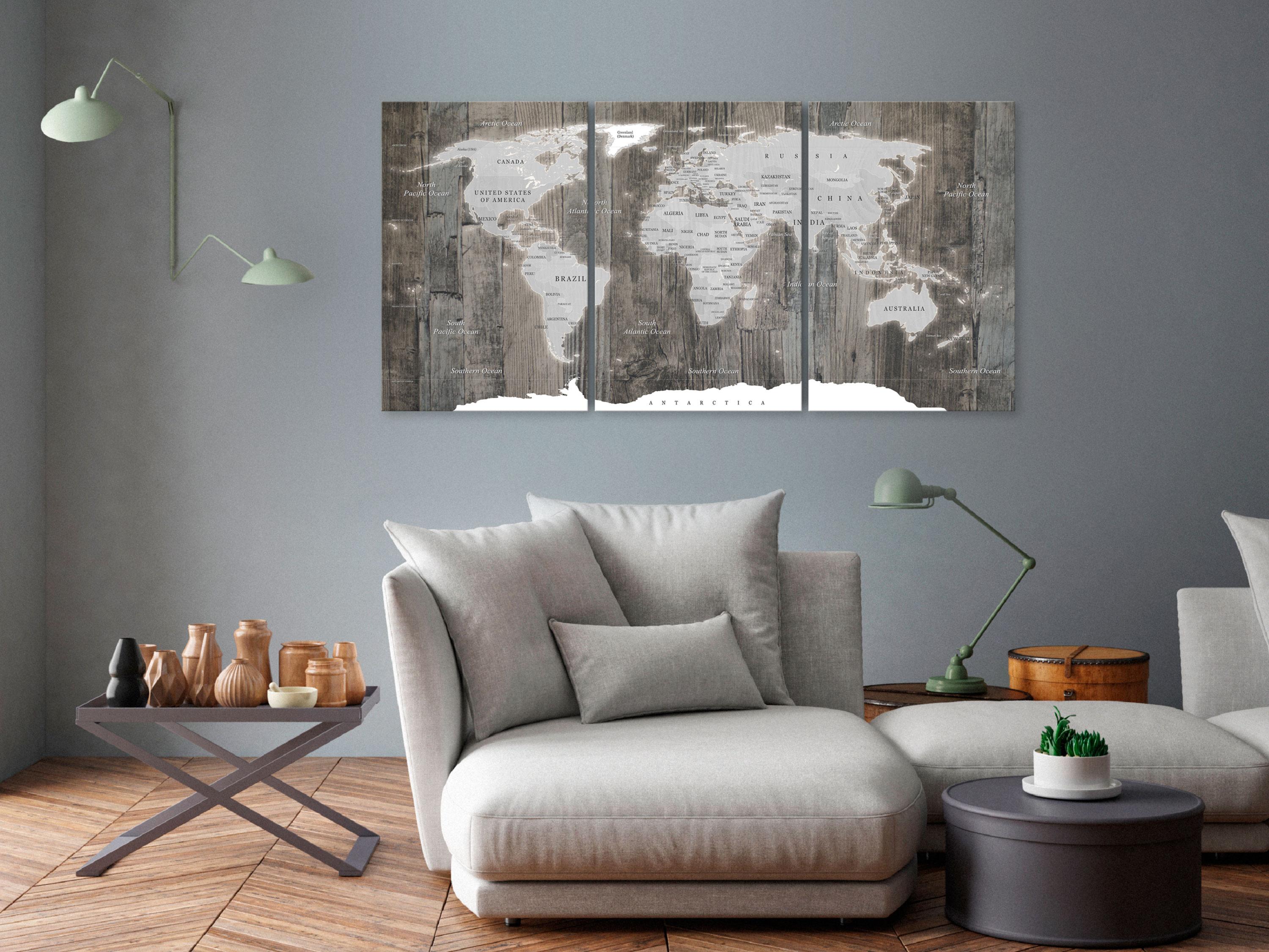 Billede - World Map: Wooden World (3 dele)