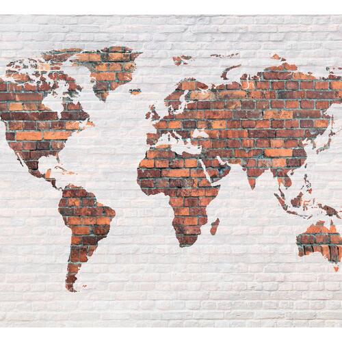Fototapet - World Map: Brick Wall