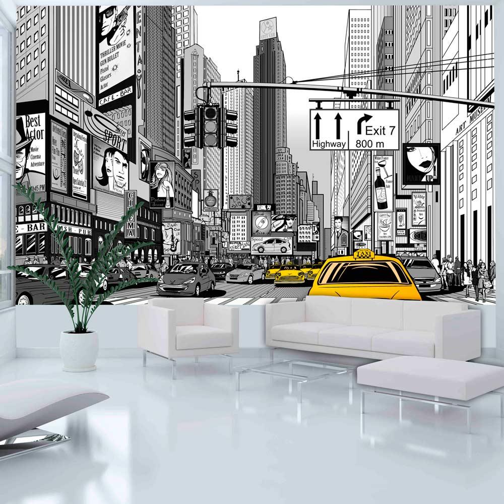 Fototapet - Gule taxaer i NYC - 450 x 270 cm - Premium billede