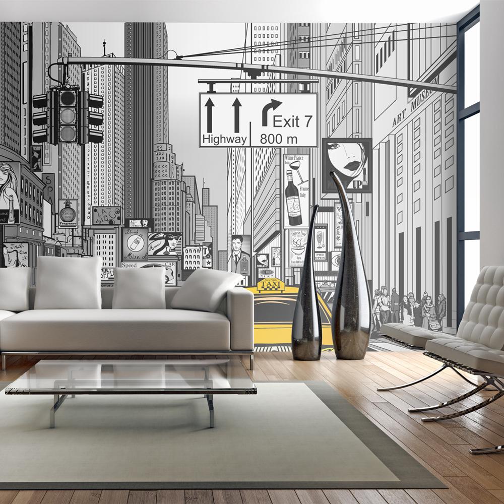 Fototapet - Gule taxaer i NYC - 550 x 270 cm - Premium billede