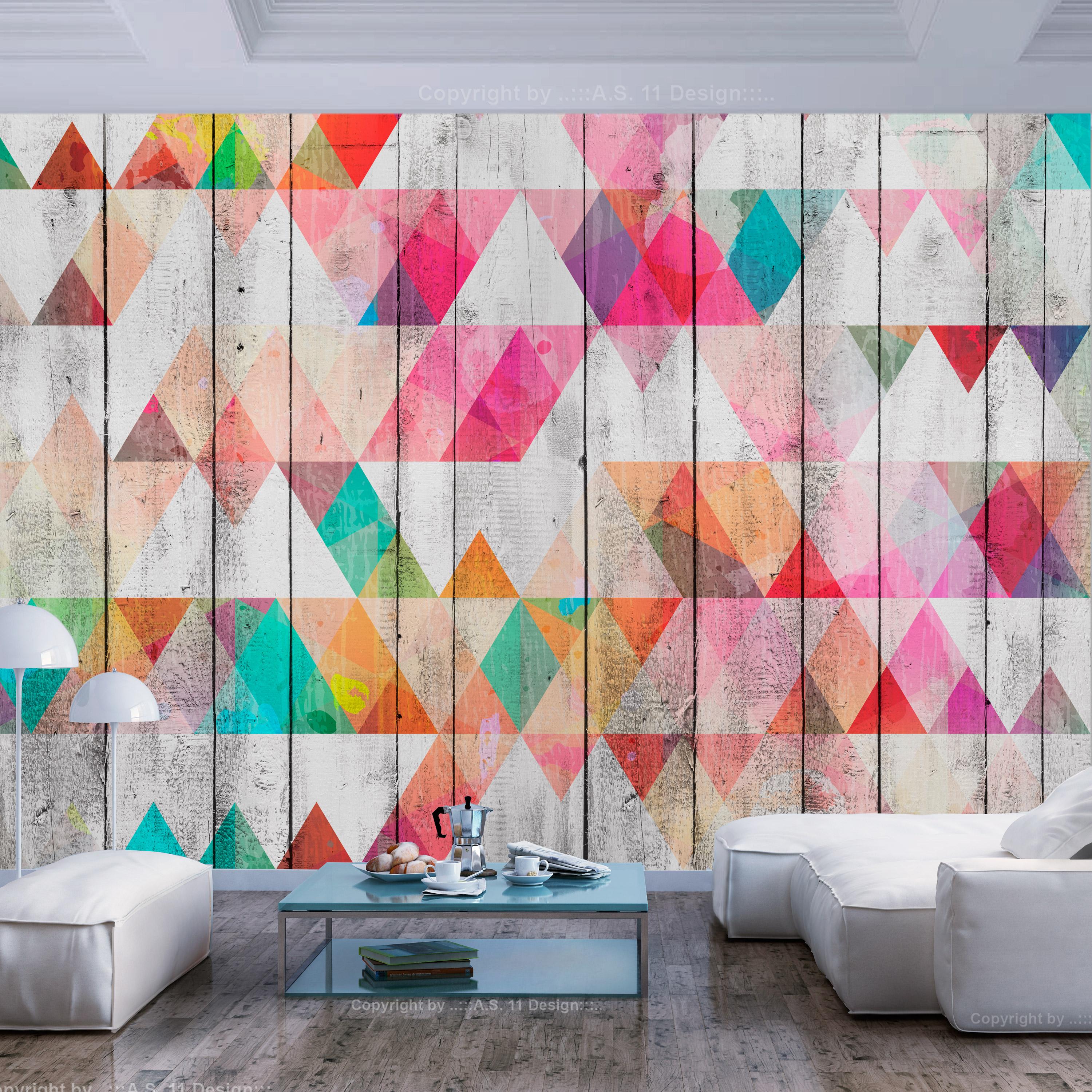 Fototapet - Rainbow Triangles - 245 x 175 cm - Selvklæbende