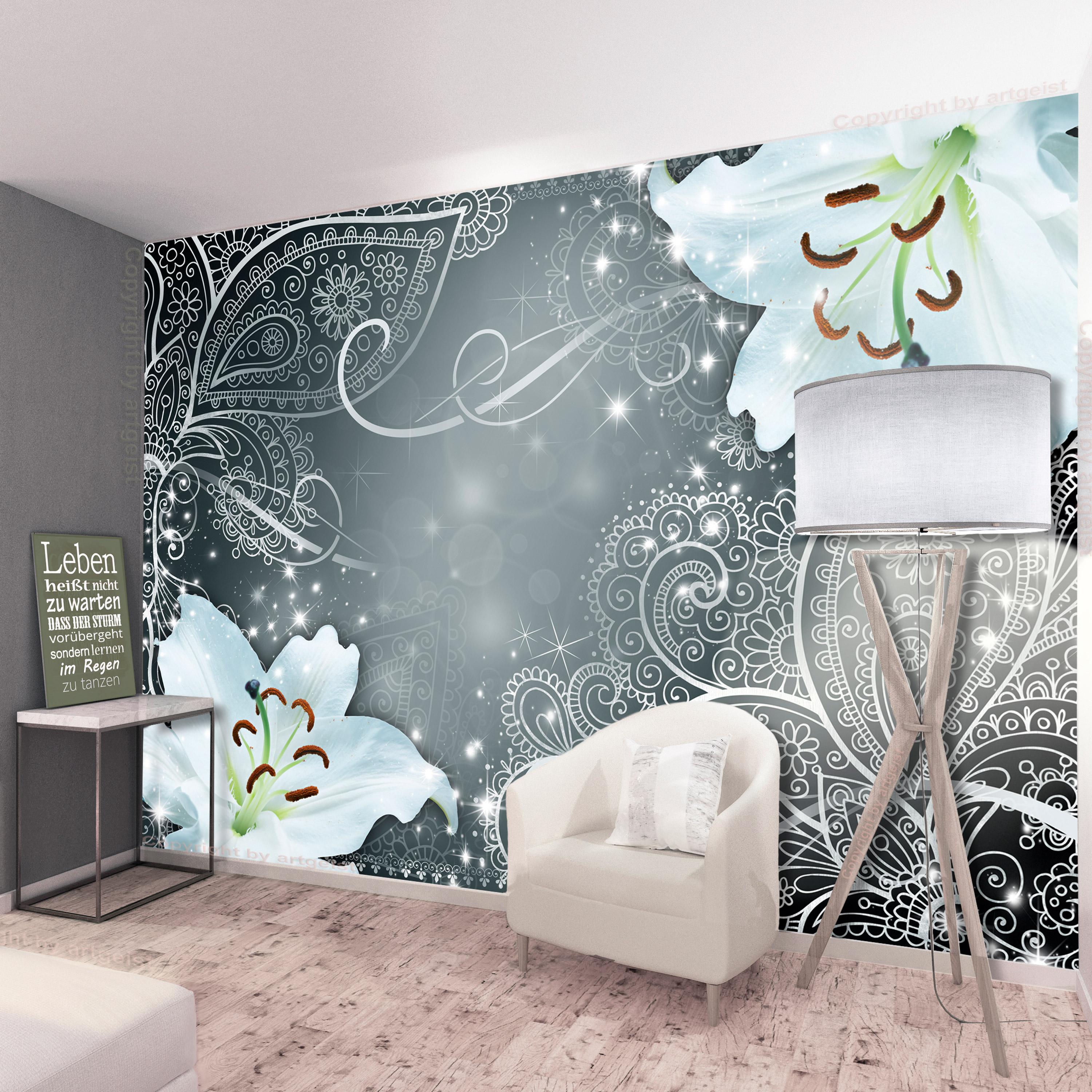 Fototapet - Oriental Wings (Grey) - 350 x 245 cm - Standard
