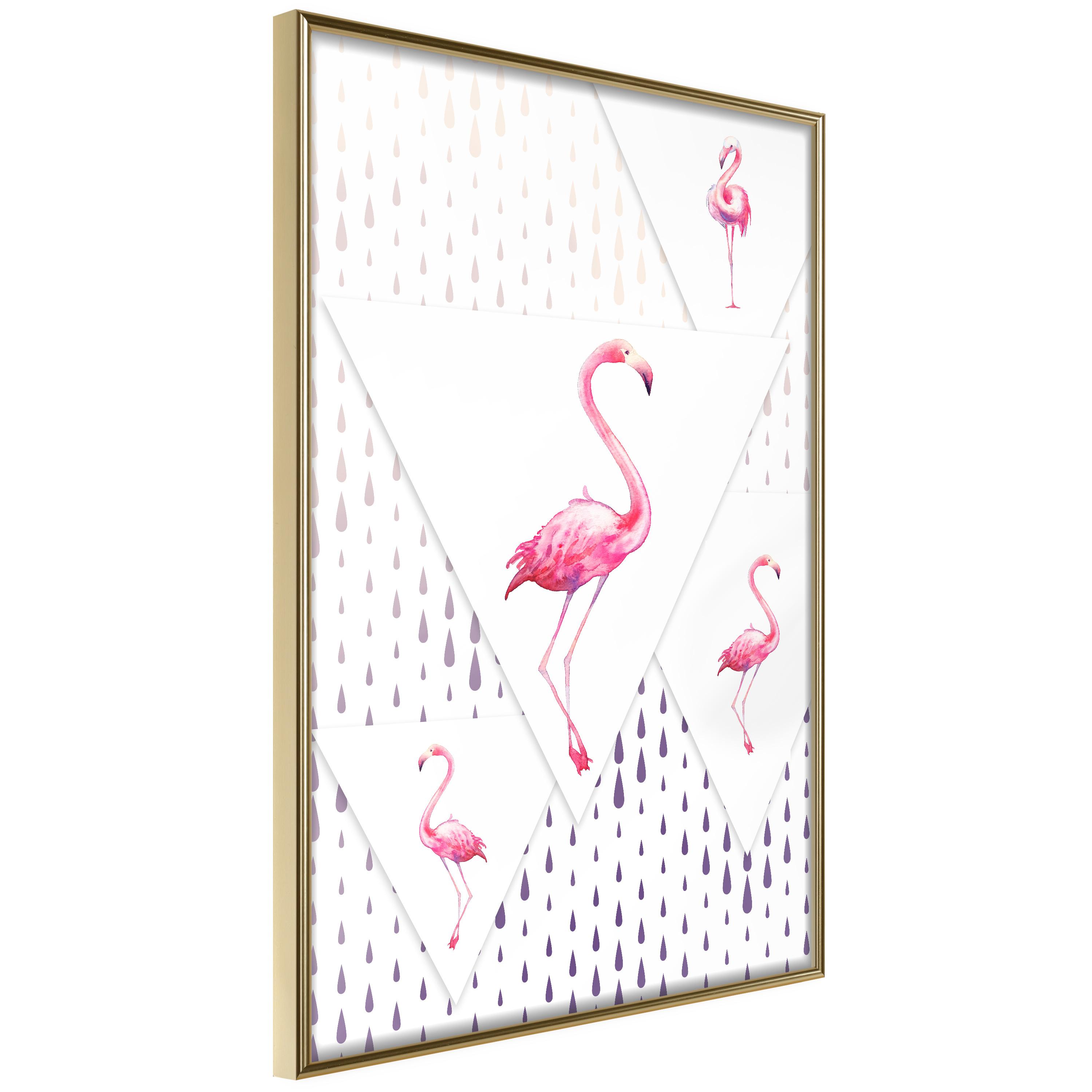 Plakat - Flamingo Family - 20 x 30 cm - Guldramme