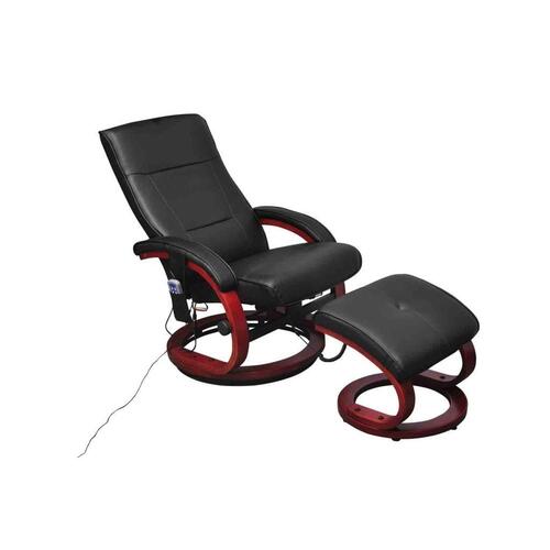 Massagestol med fodskammel kunstlæder sort