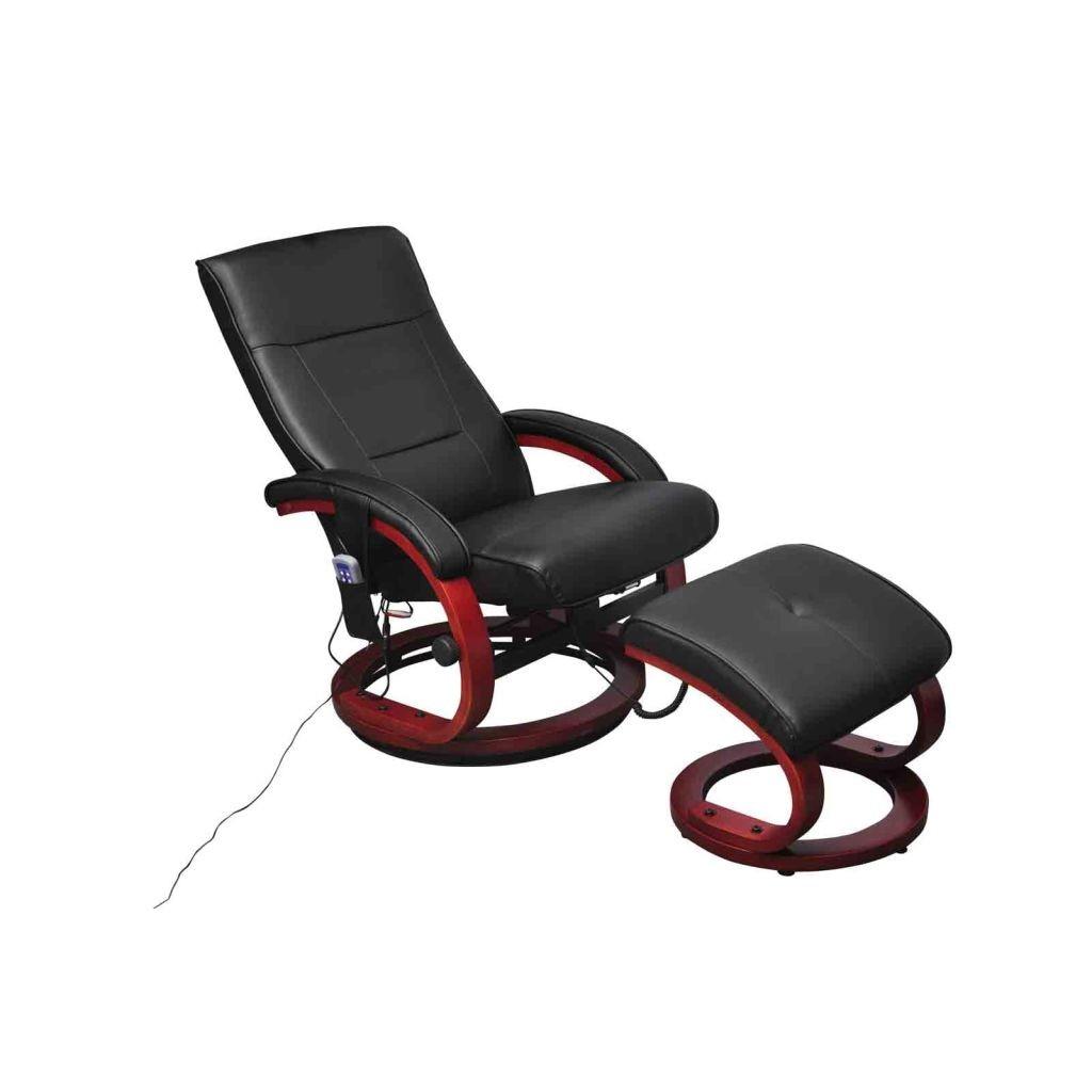 Massagestol med fodskammel kunstlæder sort