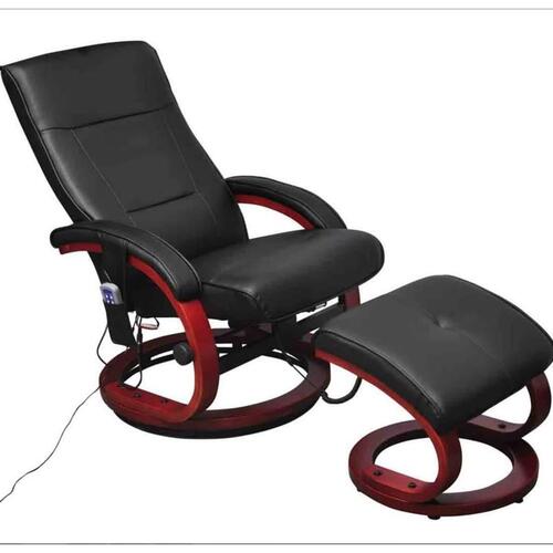 Massagestol med fodskammel kunstlæder sort