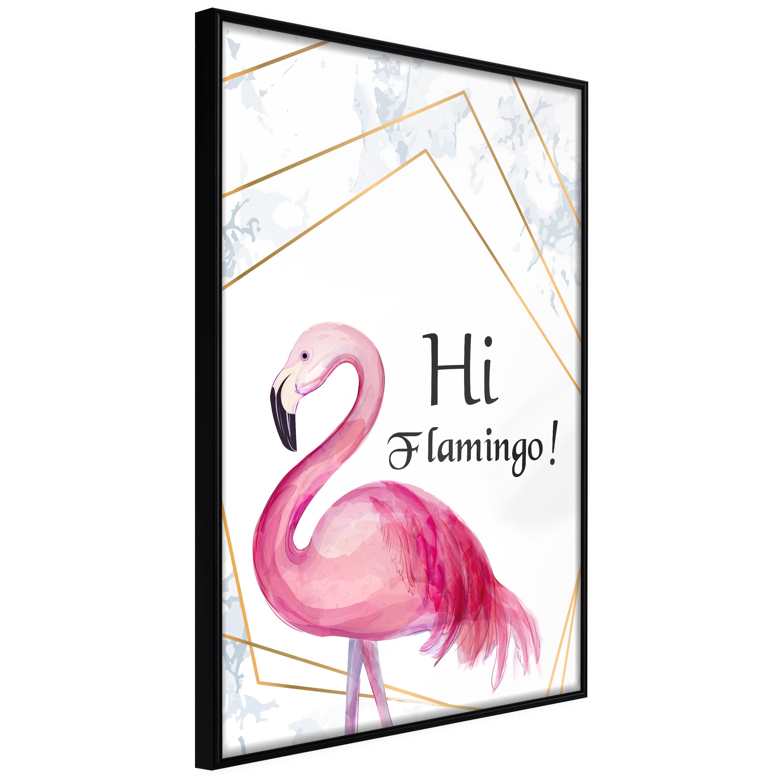 Plakat - Hi Flamingo! - 40 x 60 cm - Sort ramme
