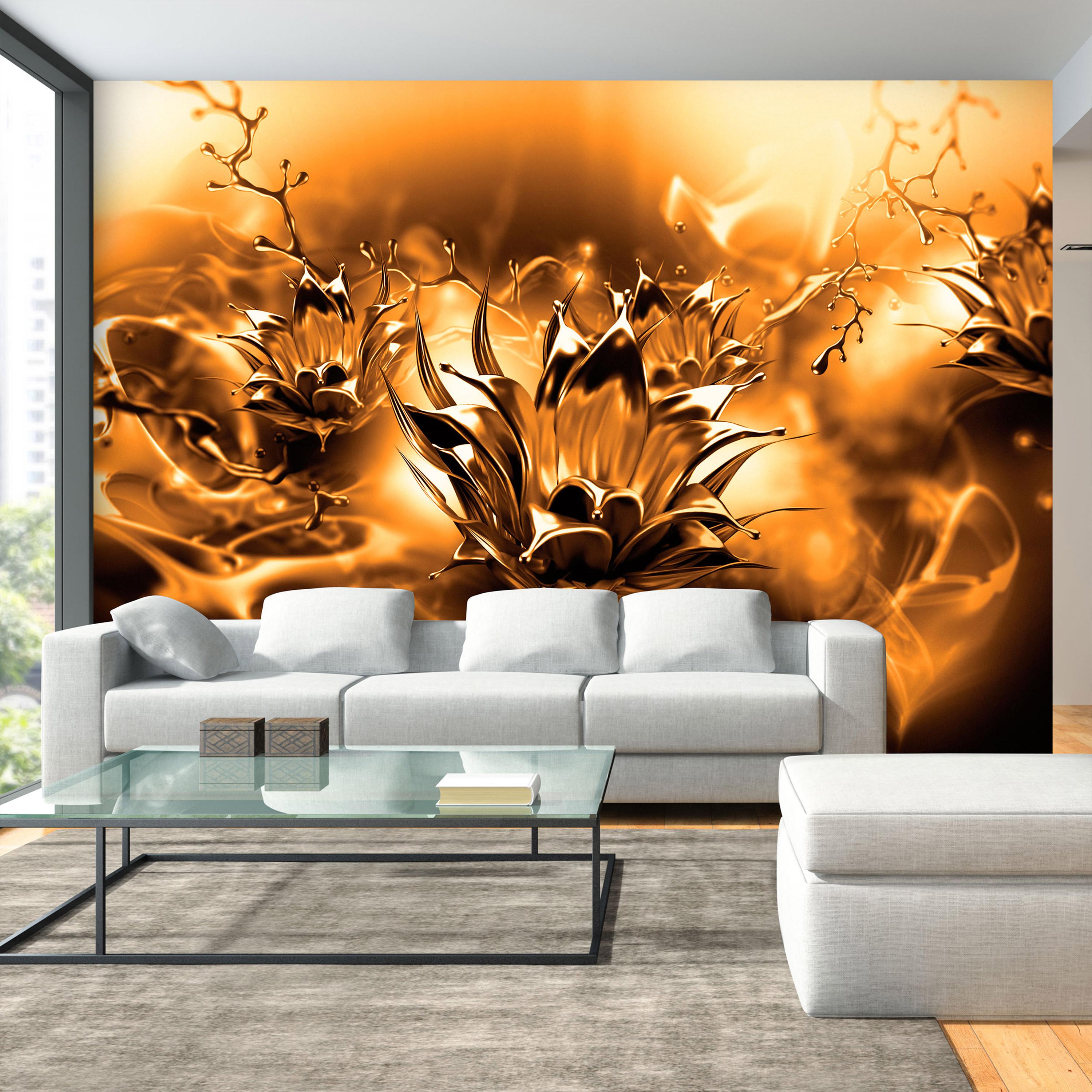 Fototapet - Oily Flower (Orange) - 200 x 140 cm - Premium