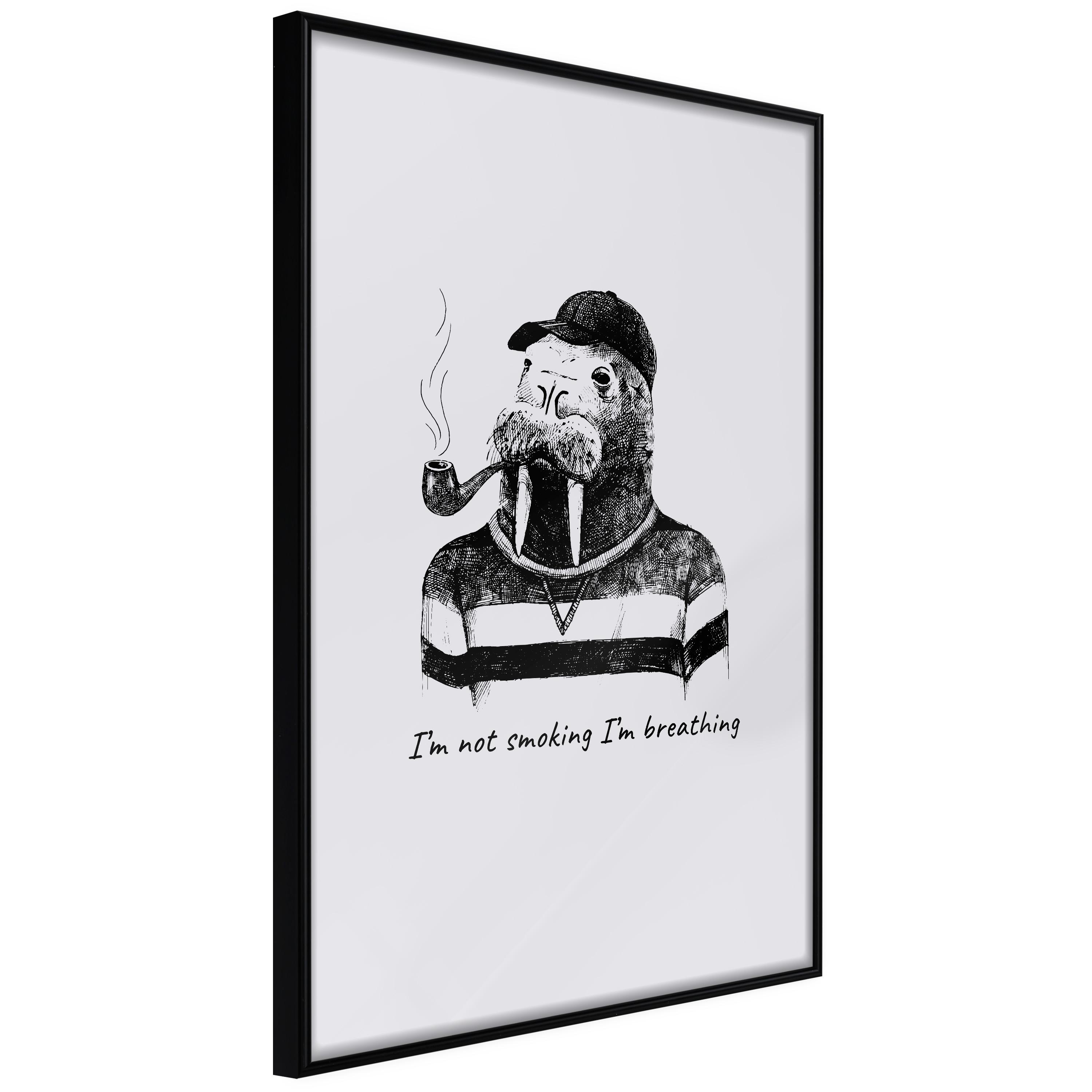 Plakat - I'm Not Smoking. I'm Breathing - 20 x 30 cm - Sort ramme