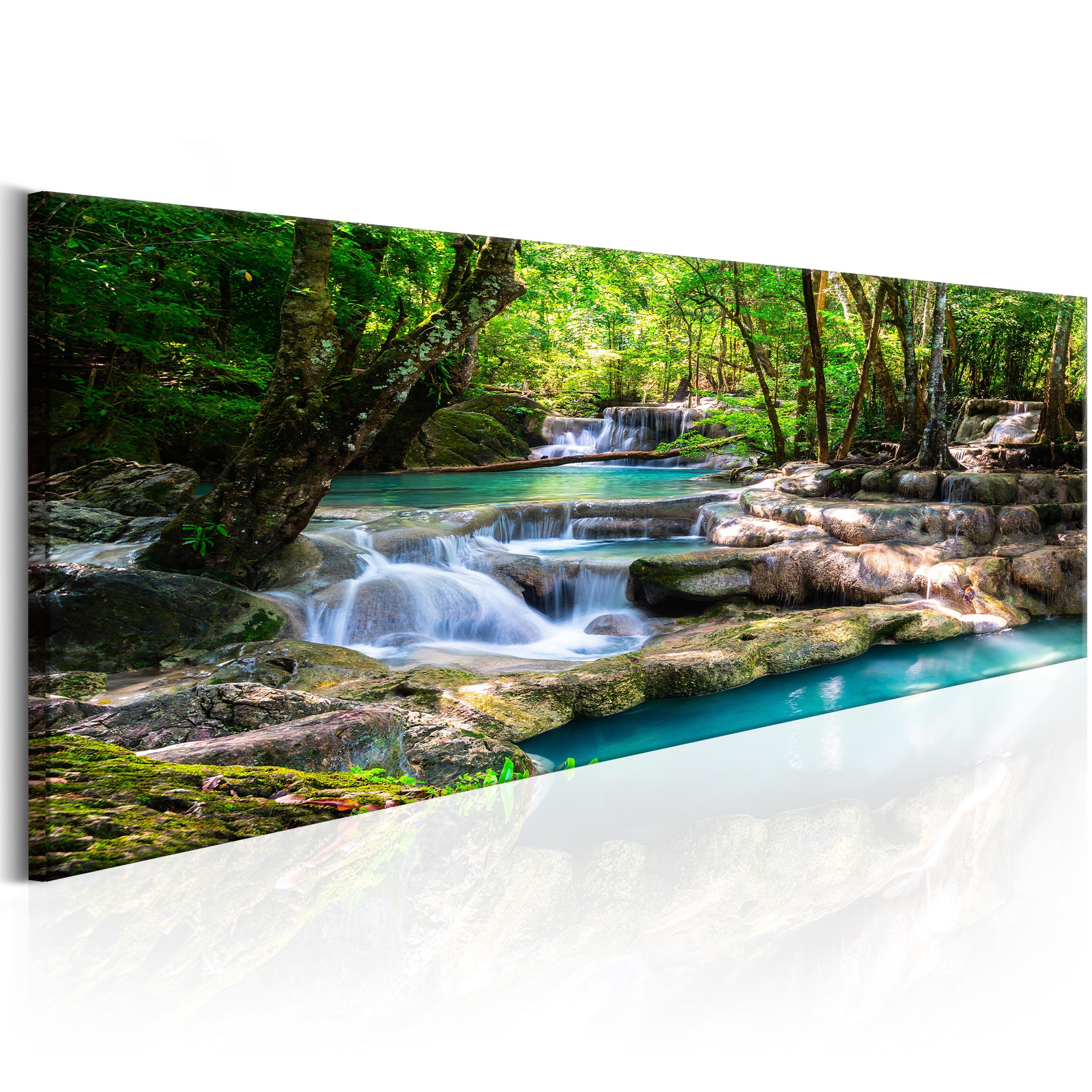 Billede - Nature: Forest Waterfall - 150 x 50 cm - Premium Print