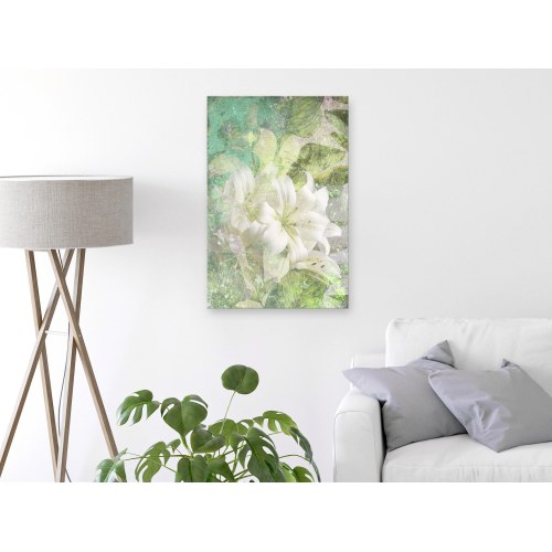 Lærredsbillede Green Breath i 1 del lodret med blomster