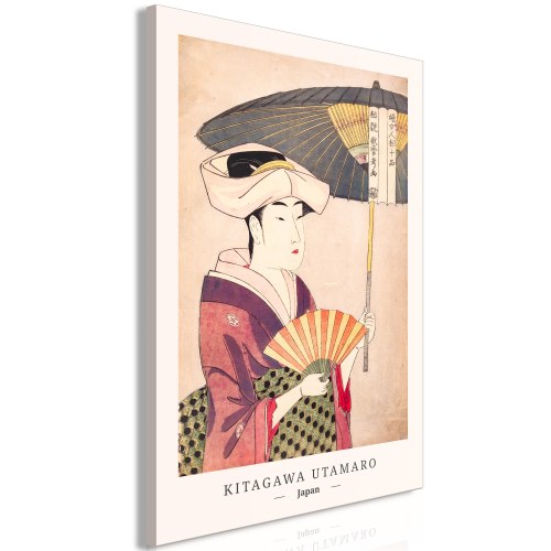 Lærredsbillede Kitagawa Utamaro - Kvinde med paraply, lodret