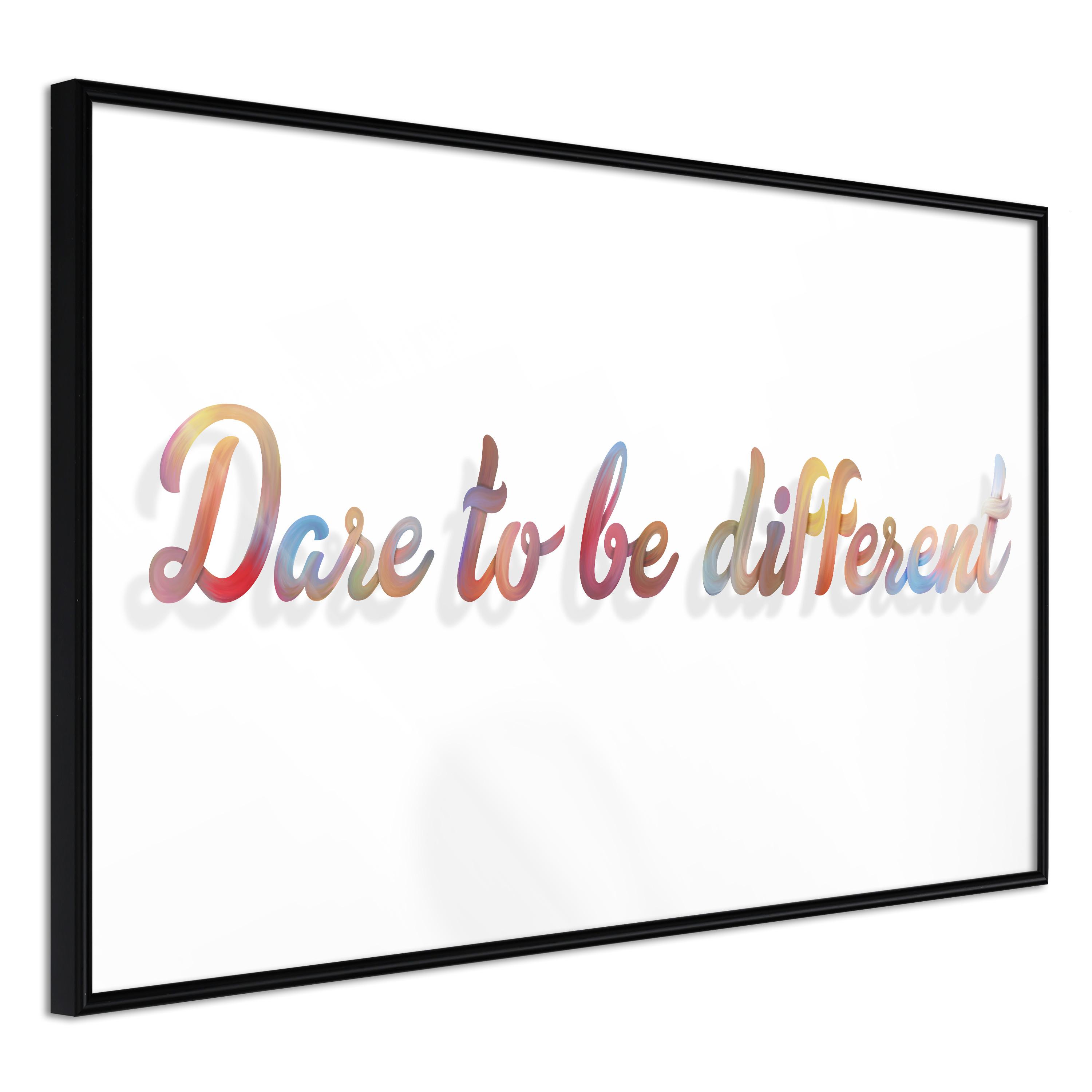Plakat - Dare To Be Different - 30 x 20 cm - Sort ramme
