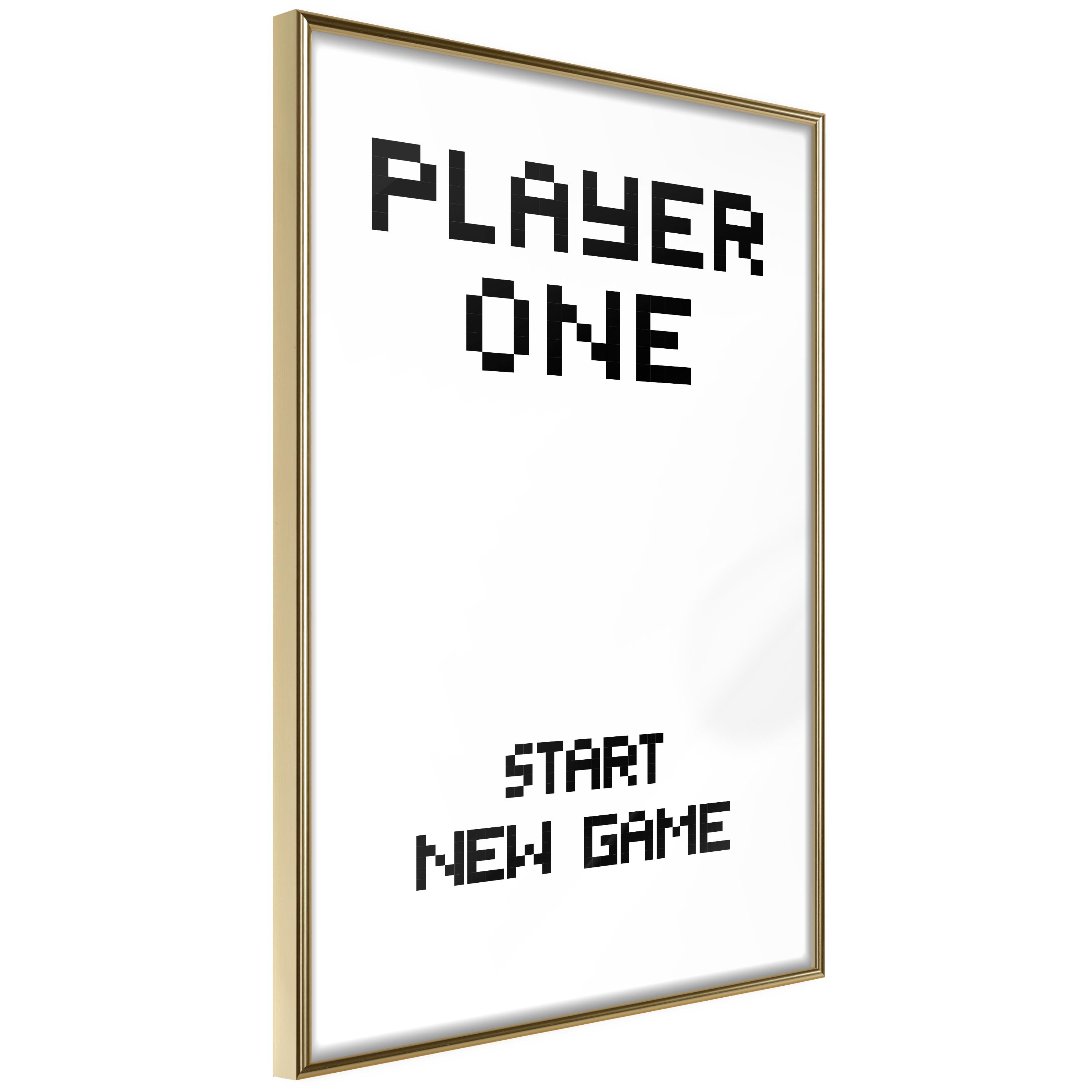 Plakat - Start New Game - 30 x 45 cm - Guldramme