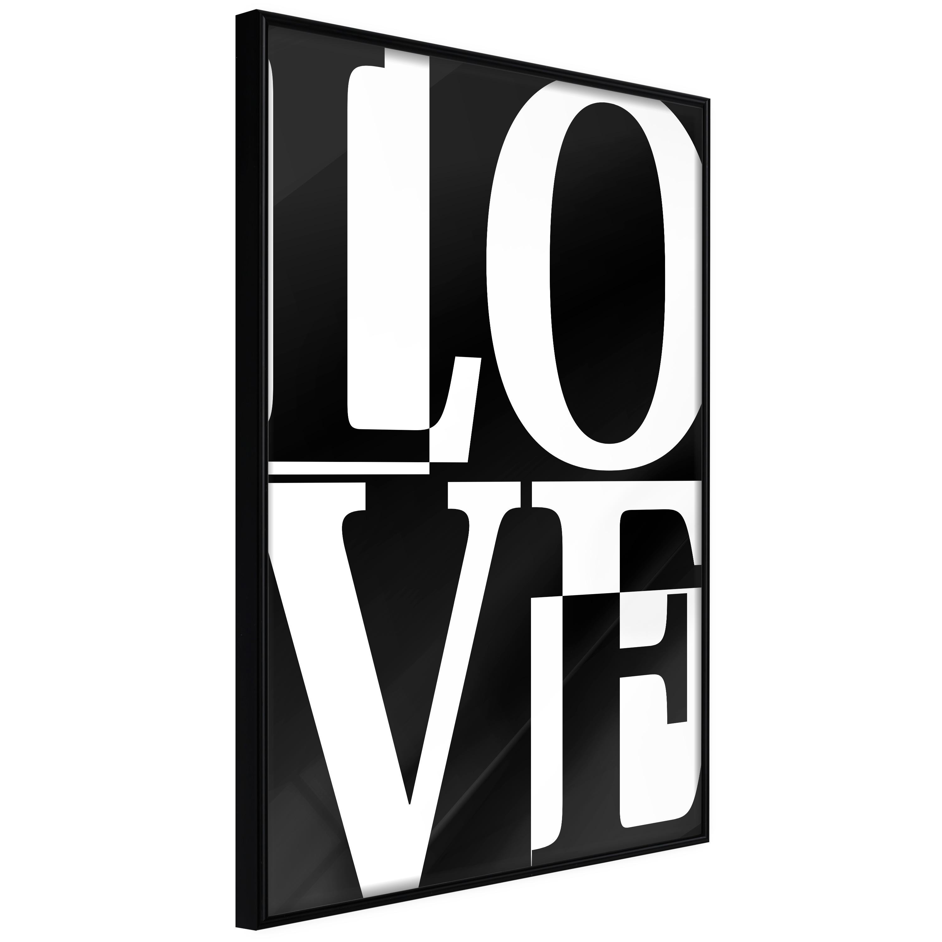 Plakat - Black and White Love - 40 x 60 cm - Sort ramme