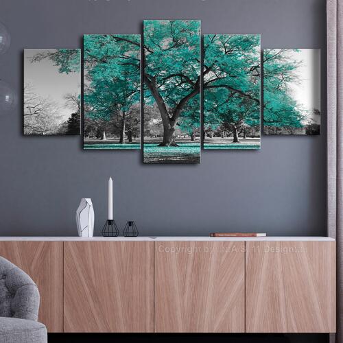 Billede - Autumn in the Park (5 dele) Wide Turquoise