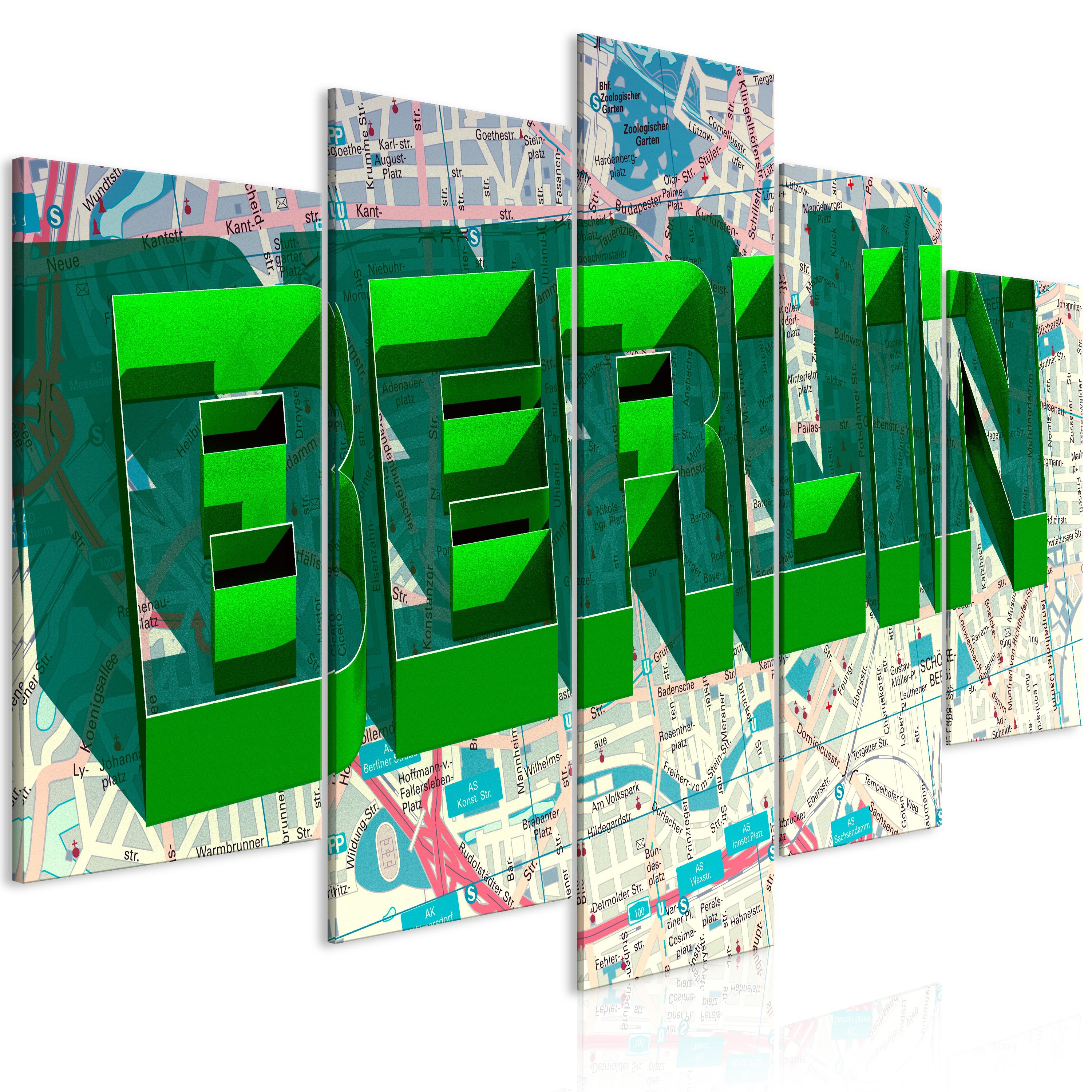 Billede - Green Berlin (5 dele) Wide - 225 x 112.5 cm - Premium Print