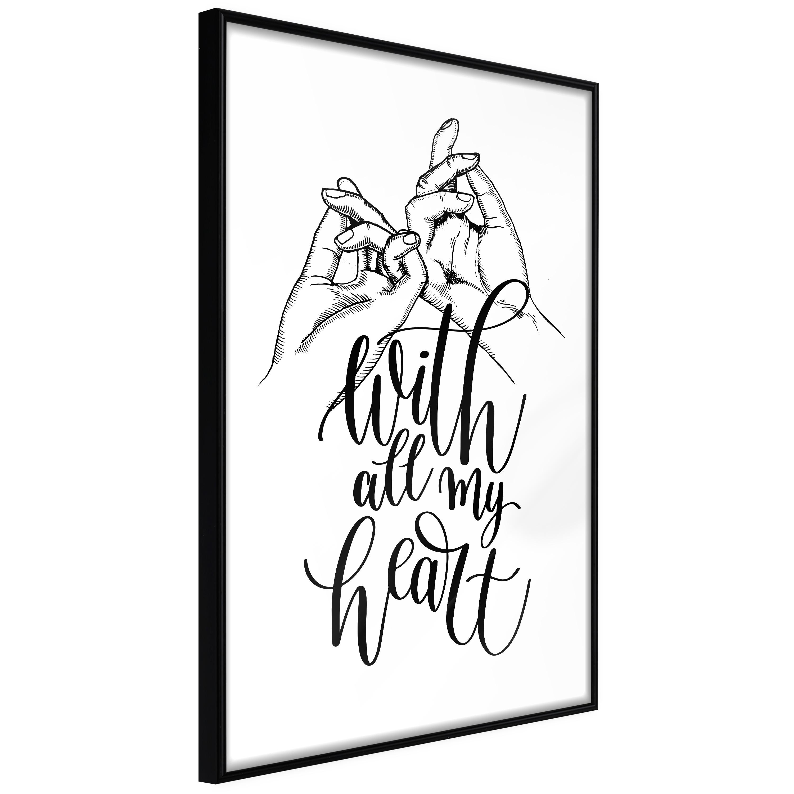 Plakat - With All My Heart - 30 x 45 cm - Sort ramme