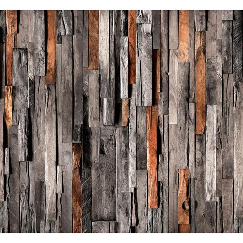 Fototapet - Wooden Curtain (Grey and Brown)