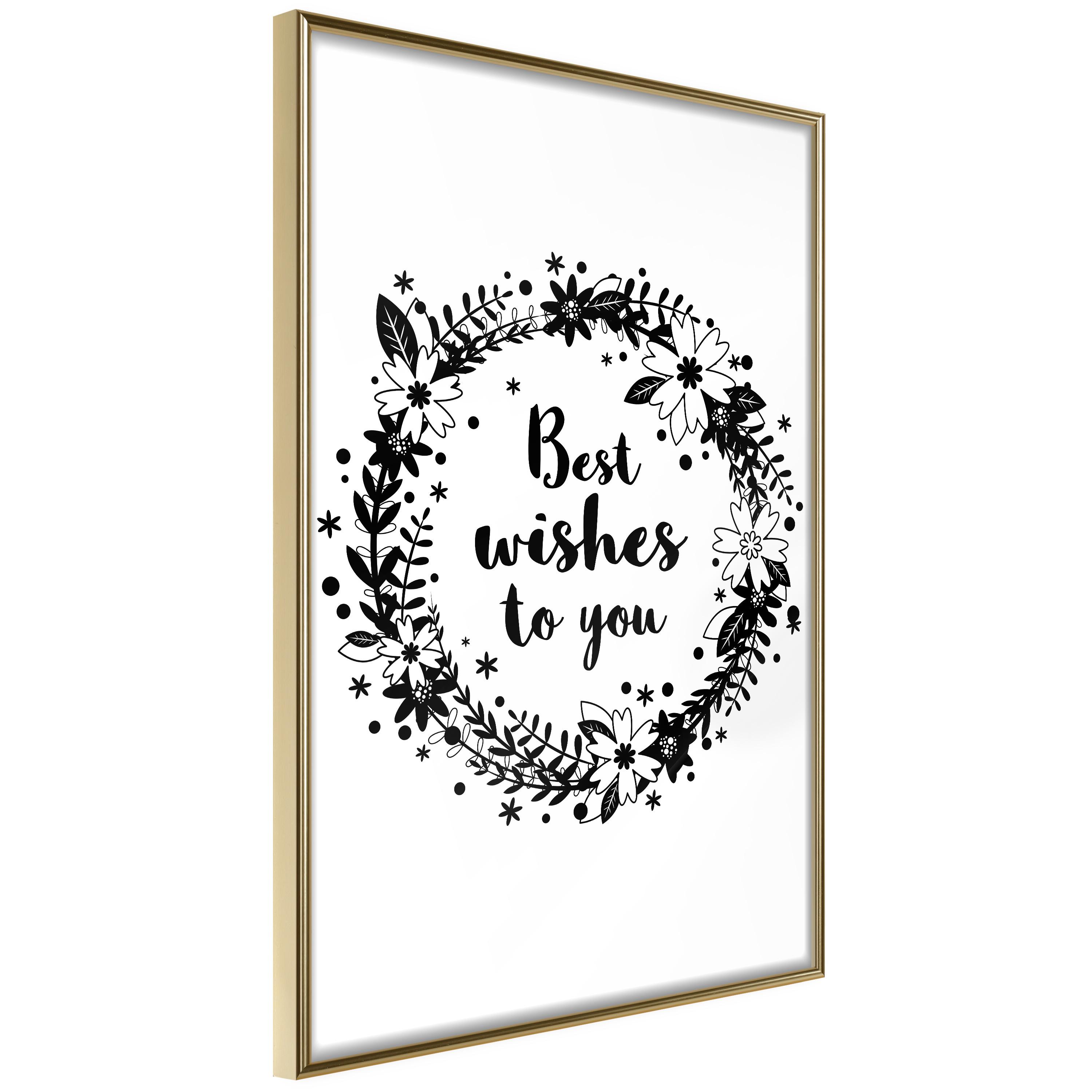 Plakat - Best Wishes To You - 30 x 45 cm - Guldramme