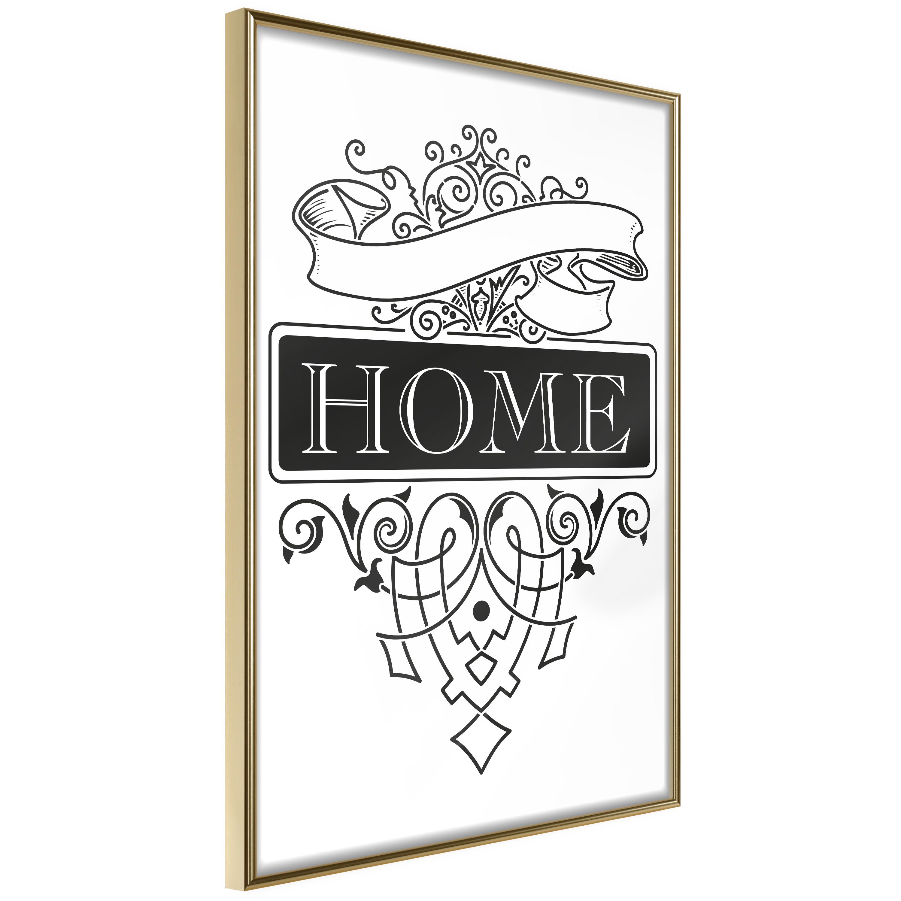 Plakat - Home - 20 x 30 cm - Guldramme