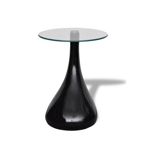 Sofabord med rund bordplade i glas højglans sort