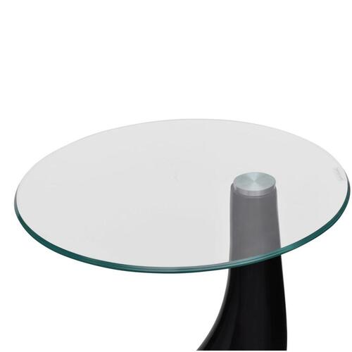 Sofabord med rund bordplade i glas højglans sort