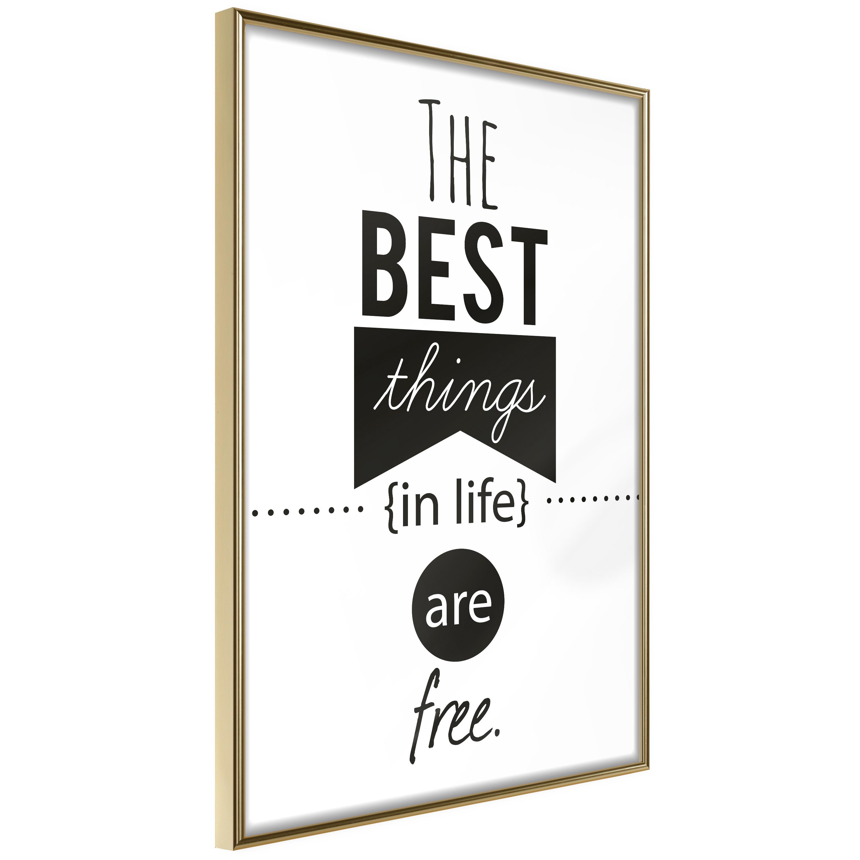 Plakat - The Best Things in Life Are Free - 40 x 60 cm - Guldramme