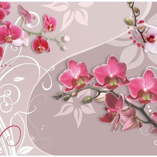 Fototapet - Flight of pink orchids