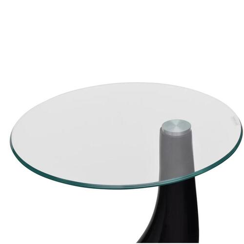 Sofabord 2 stk. med rund bordplade i glas højglans sort