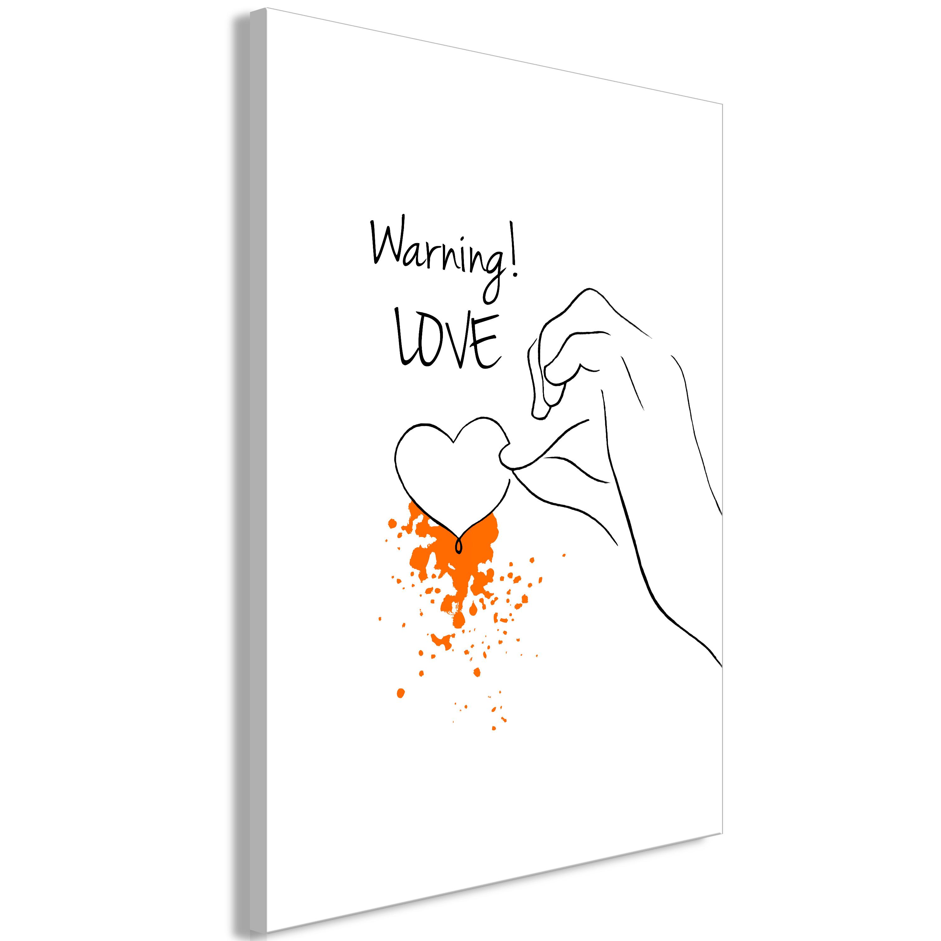 Billede - Warning! Love (1 Part) Vertical - 40 x 60 cm - På italiensk lærred
