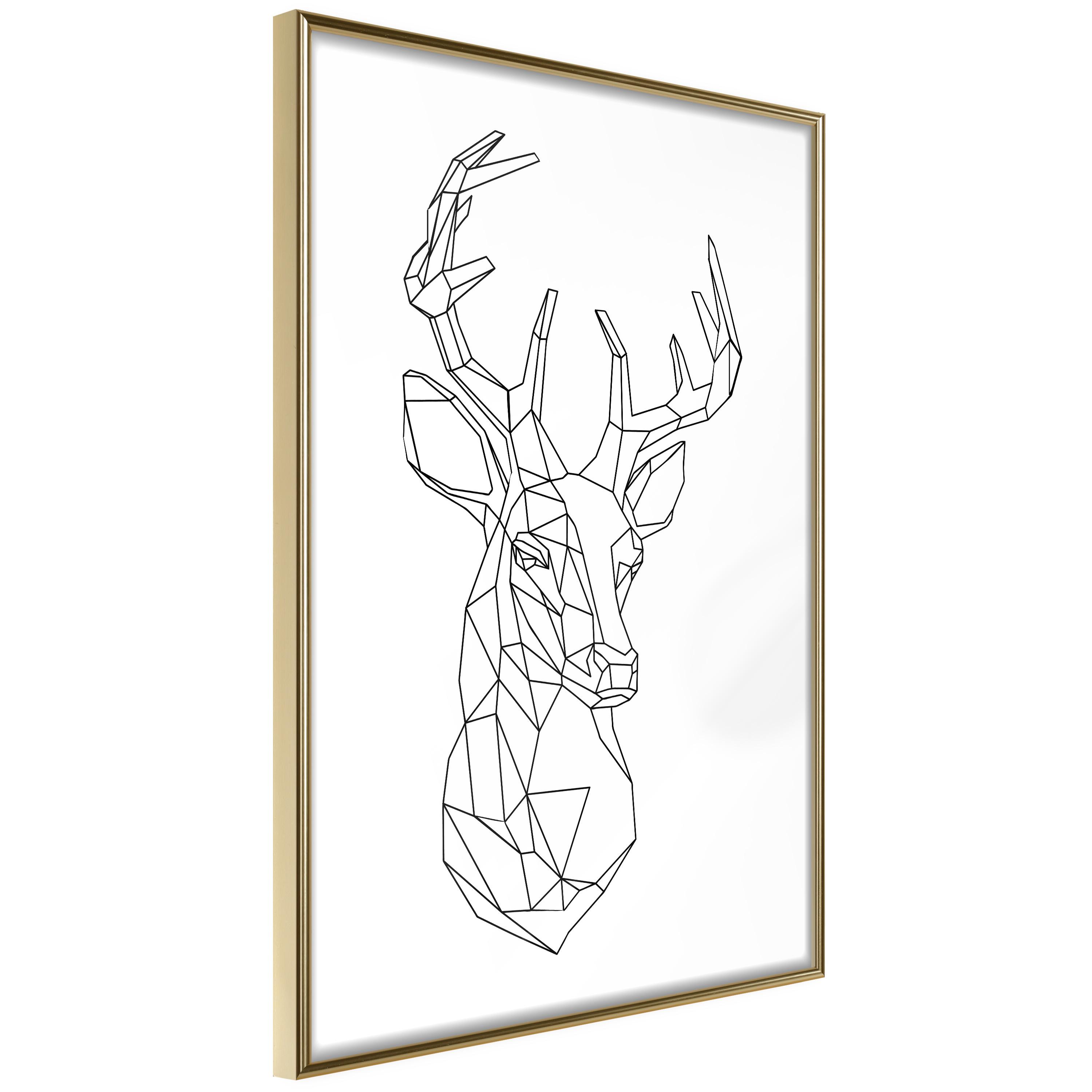 Plakat - Geometric Deer - 40 x 60 cm - Guldramme