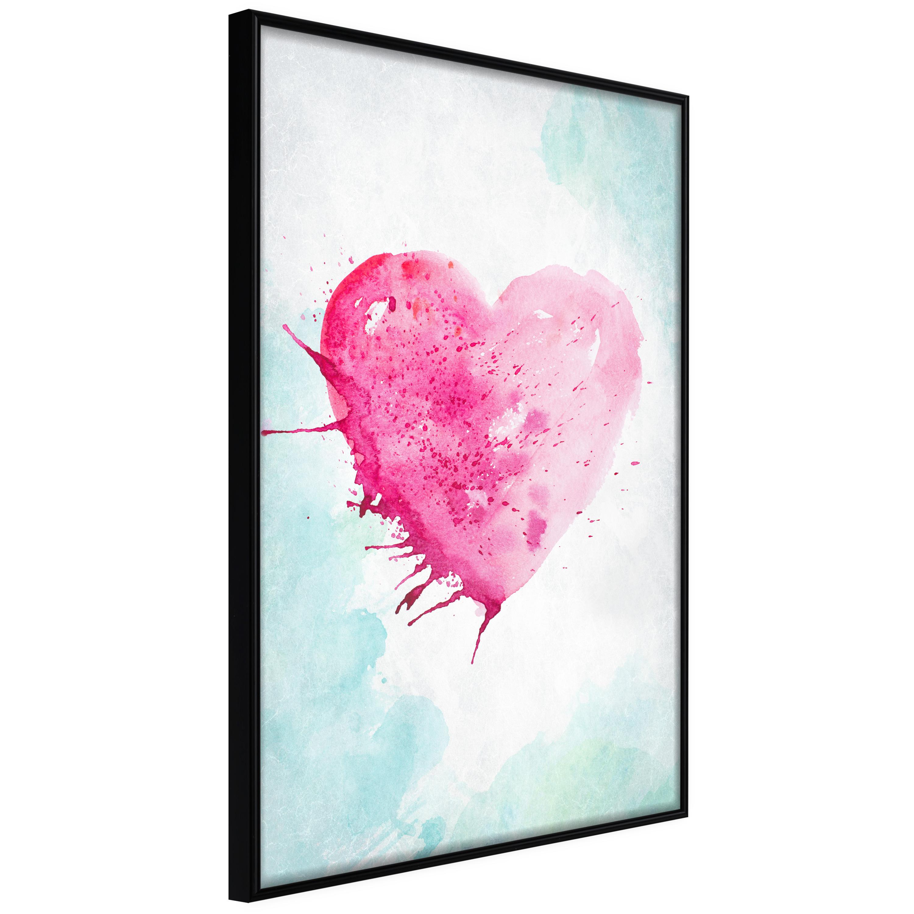 Plakat - Watercolour Heart - 20 x 30 cm - Sort ramme
